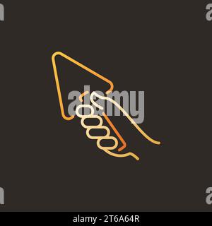 Hand with Trowel vector concept colored linear icon or logo on dark background Stock Vector