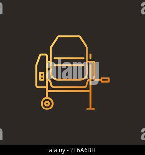Cement Mixer vector concept colored outline icon on dark background Stock Vector