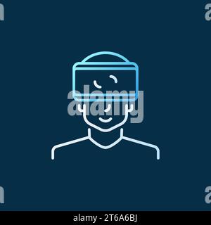 Man with VR glasses vector modern colored linear icon on dark background Stock Vector