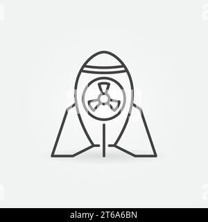 Vector Atom Bomb or Nuclear Warhead concept outline icon or design element Stock Vector