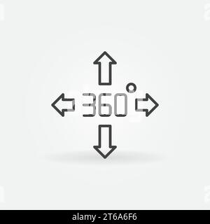 360 degree arrows vector outline concept icon or design element Stock Vector