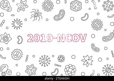 2019-NCOV outline minimal frame. Vector Virus in China concept illustration Stock Vector