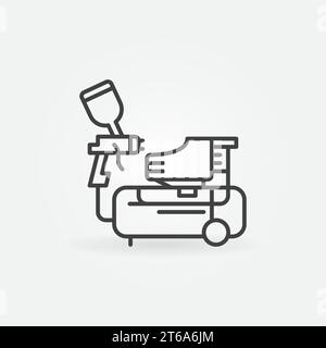 Compressor and Spray Gun vector concept icon or sign in outline style Stock Vector