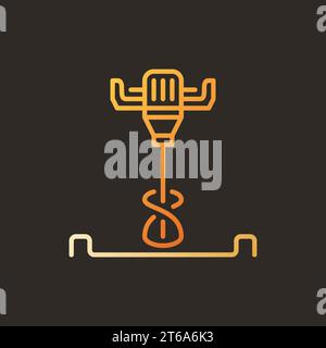 Vector Electrical Concrete Hand Mixer concept outline icon on dark background Stock Vector