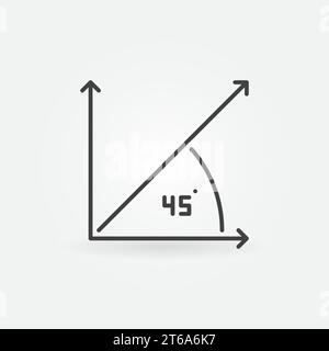 45 Degree Angle outline vector concept icon or logo element Stock Vector