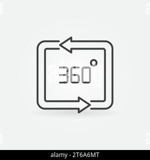 360 degrees concept outline minimal vector icon or design element Stock Vector