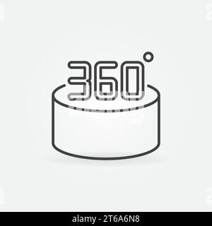 360 degrees vector minimal concept outline icon or logo Stock Vector
