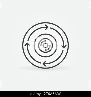 360-degree Camera in circle with arrows vector concept outline icon or logo Stock Vector