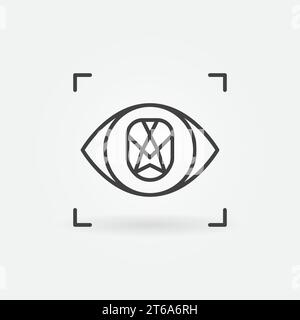 Eye with Face Recognition vector concept icon or symbol in thin line style Stock Vector