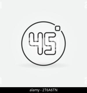 45 degrees vector concept minimal icon or logo in thin line style Stock Vector