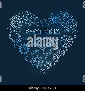 Vector Bacteria linear blue Heart - vector concept illustration Stock Vector