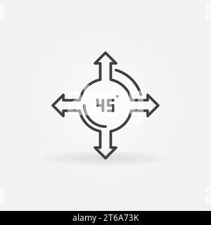 Arrows and 45 degrees sign vector concept outline icon or symbol Stock Vector