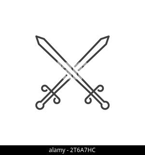Two Crossed Swords vector concept icon in thin line style Stock Vector