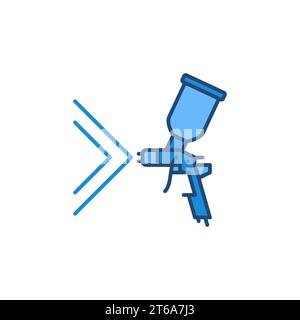 Spray Gun blue icon - vector concept auto body painting colored sign or logo element Stock Vector