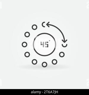 Vector 45 degrees angle concept icon or symbol in thin line style Stock Vector