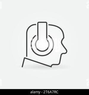 Man in Headphones linear icon. Sound Producer vector concept outline symbol Stock Vector