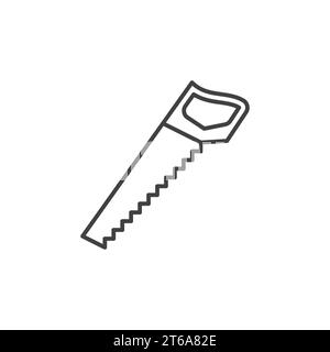 Hacksaw vector concept outline icon. Hand saw linear symbol on white background Stock Vector