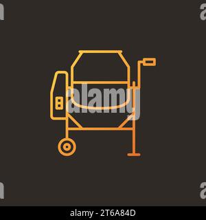 Concrete mixer vector concept colored linear icon - Mixer Cement outline sign on dark background Stock Vector