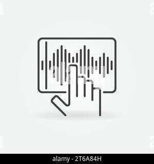 Tablet with Sound Wave outline icon. Speech Recognition or Sound Editing vector linear concept sign Stock Vector