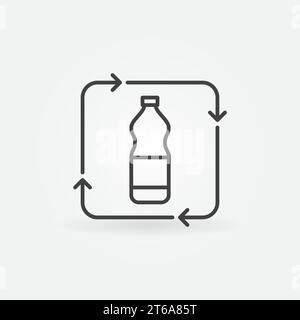 Plastic Bottle Recycling vector concept minimal icon or symbol in thin line style Stock Vector