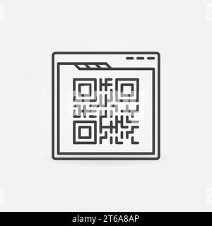 Web Browser with QR Code vector concept icon or symbol in thin line style Stock Vector