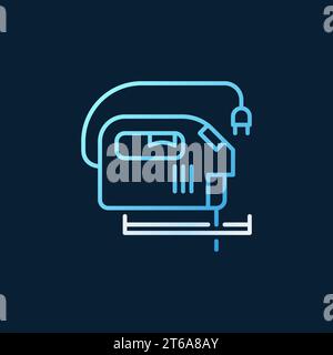 Jigsaw vector creative linear icon - jig saw outline sign on dark background Stock Vector
