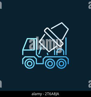 Concrete Mixer Truck vector concept colorful outline icon on dark background Stock Vector