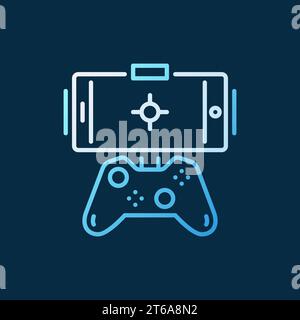 Gamepad with Phone vector concept colored outline icon on dark background Stock Vector