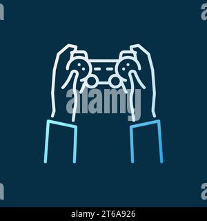 Hands with Gamepad vector colored icon in outline style on dark background Stock Vector