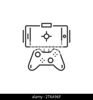 Smartphone with Game Controller vector concept icon or symbol in thin line style Stock Vector