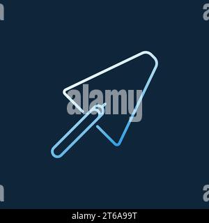 Vector trowel concept blue outline icon or symbol on dark background Stock Vector