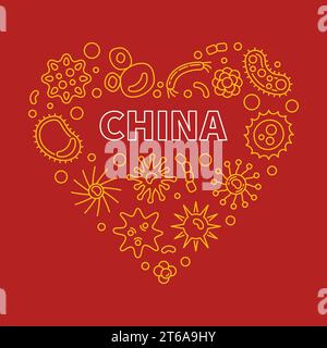 China Viruses or Coronavirus Heart vector concept creative outline illustration Stock Vector