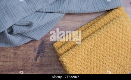 Modern decor for home comfort, natural texture, home textiles, beautiful things from natural materials. Stock Photo
