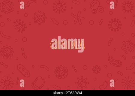 Viruses in China vector modern concept thin line illustration or frame Stock Vector
