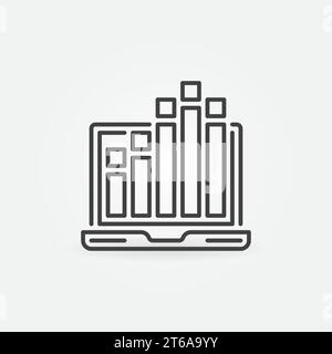 Laptop with Sound Wave vector concept icon or sign in outline style Stock Vector