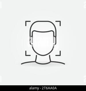 Human Face Recognition and Authentication linear vector concept icon or logo element Stock Vector