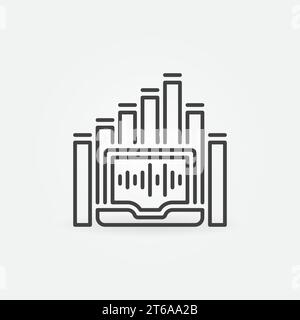 Laptop inside Sound Wave vector concept icon in thin line style Stock Vector