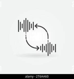 Sound Waves with Arrows outline vector concept icon or design element Stock Vector