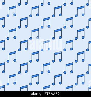 Vector Seamless Pattern made with Blue Musical Note icon Stock Vector