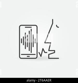 Voice Command on Smartphone vector concept icon or sign in outline style Stock Vector