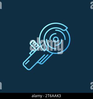 Angle Grinder vector blue concept linear icon or logo on dark background Stock Vector