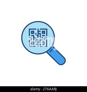 Magnifying Glass with QR Code vector Search concept colored icon or symbol Stock Vector