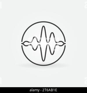Sound wave in Circle vector concept icon or sign in outline style Stock Vector