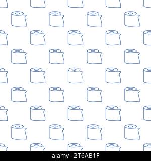 Toilet Paper vector concept seamless pattern in outline style Stock Vector