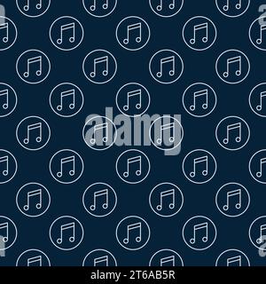 Seamless Vector Pattern made with Round Musical Note icon in thin line style Stock Vector