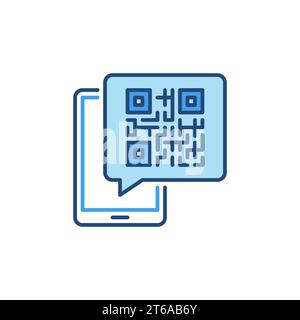 Smartphone with QR Code Message vector concept colored icon or logo element Stock Vector