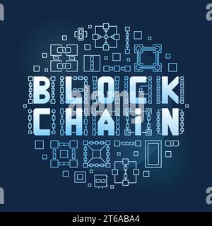 Blockchain Technology blue round outline banner. Vector illustration Stock Vector