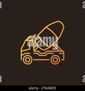 Concrete truck outline vector colorful icon - cement mixer car concept logo on dark background Stock Vector