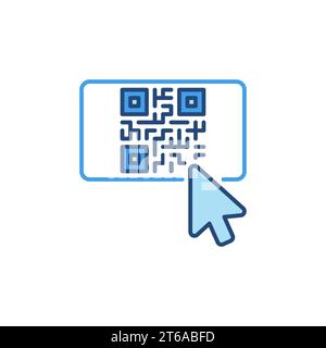 Mouse click on QR Code button vector concept colored icon or symbol Stock Vector