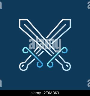 Crossed Swords vector modern colorful icon in outline style on dark background Stock Vector